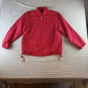 Vintage Catalina Red Grid Jacket Sz S 90's School Teacher Unique Windbreaker